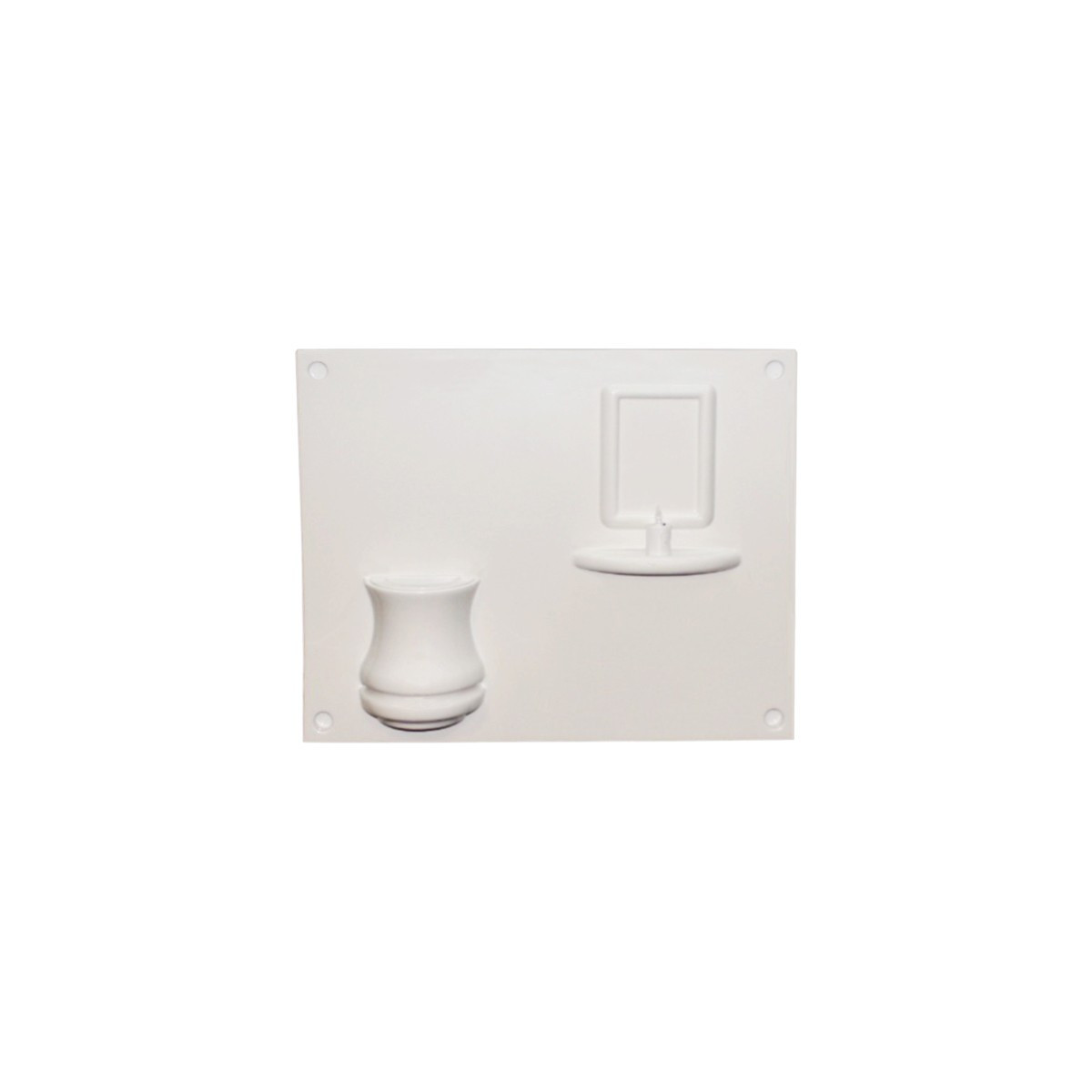 PROVVISORIO ALBA MISURA 70x55 cm BIANCO + LUMINIO + VASO