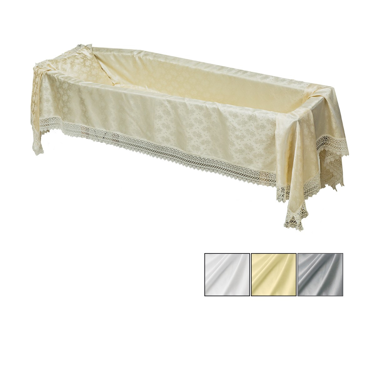 LENZUOLO IN RASO JACQUARD PIZZO MACRAME CHAMPAGNE