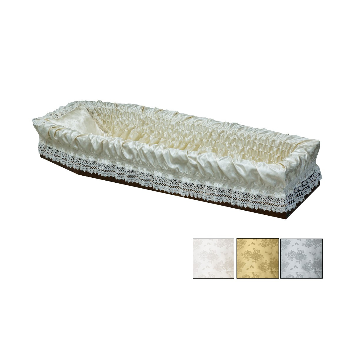 IMBOTTITURA IN RASO CON PIZZO MACRAME ALTO BIANCO