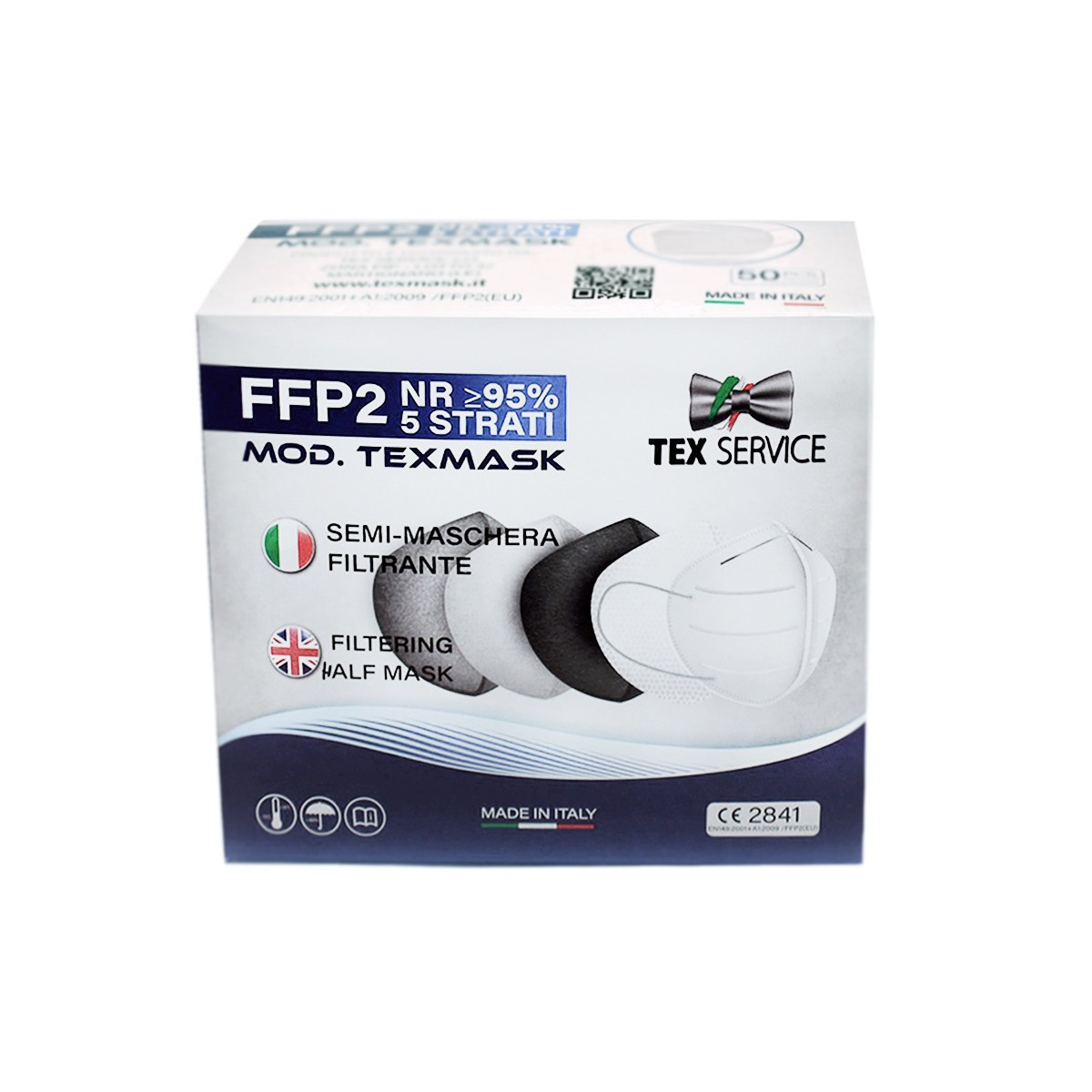 MASCHERINA FFP2 5 STRATI BLU CERTIFICATA CE e DPI Dispositivo protezione individuale EN149:2001+A1:2009